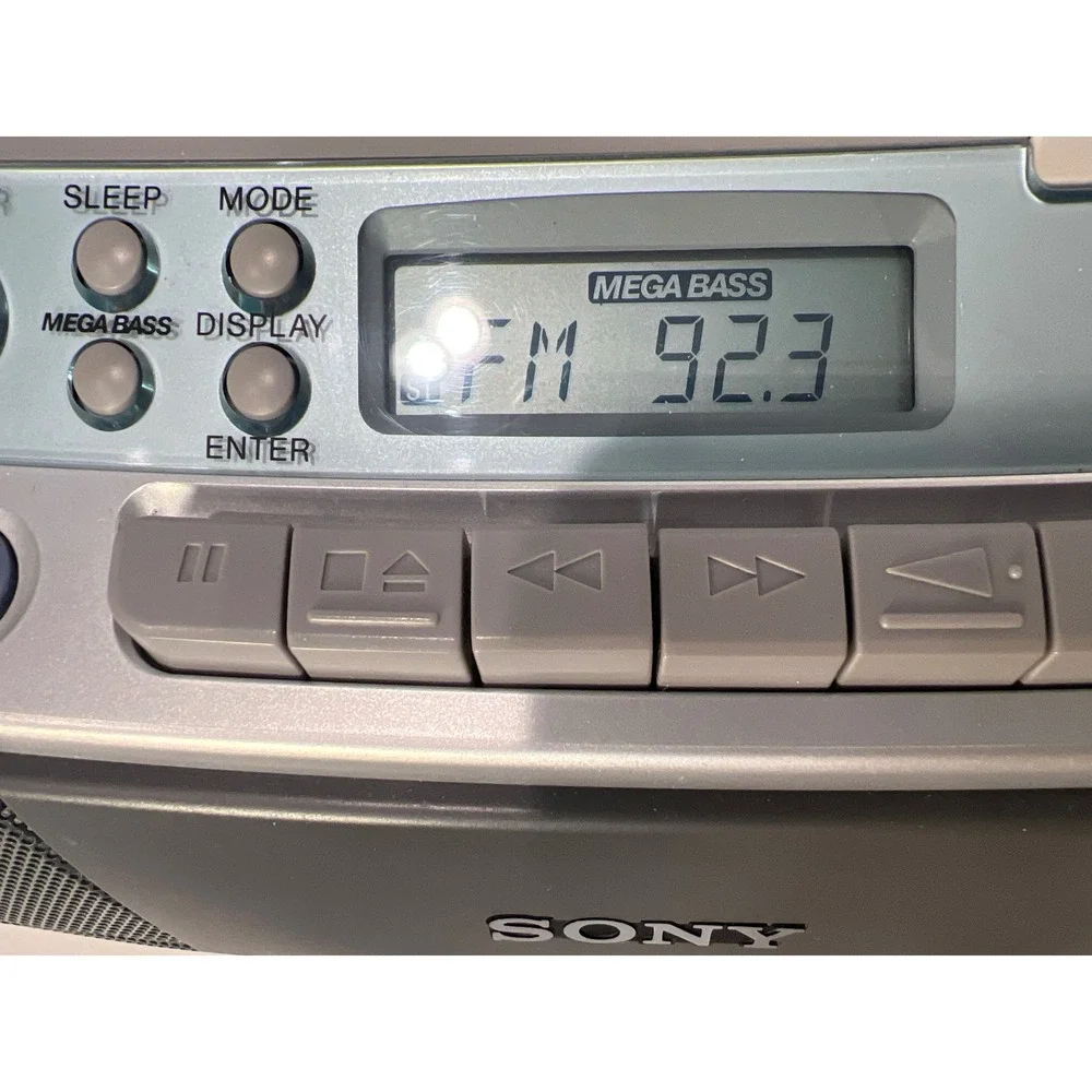 Sony CFD-S01 CD Cassette Boombox AM FM Radio CD-R/RW Mega Bass Tested Works